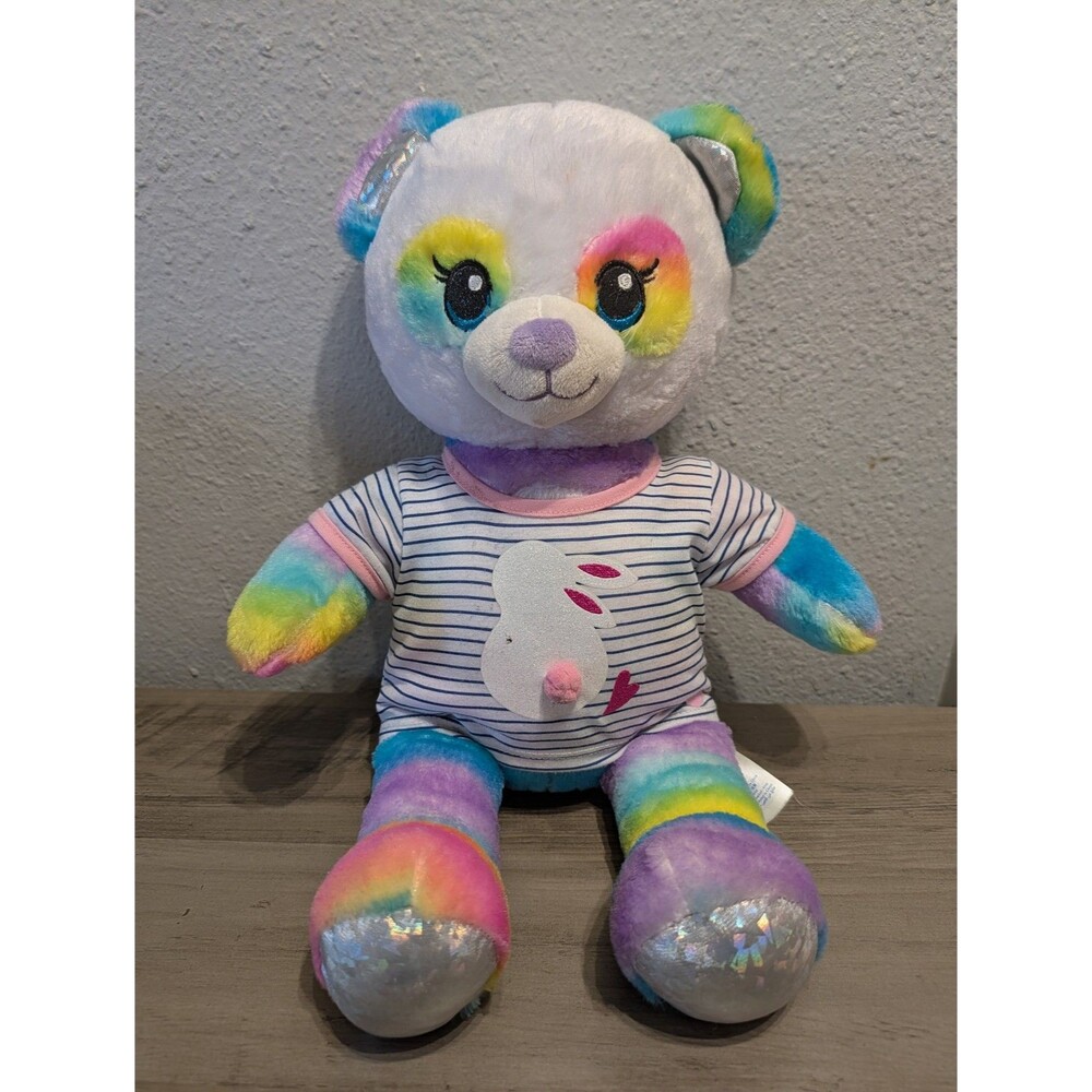 Build-A-Bear Rainbow Tie Dye Teddy Bear Plush Striped Shirt